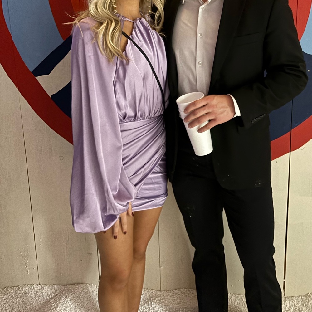 House of CB Lavender Satin Mini Dress